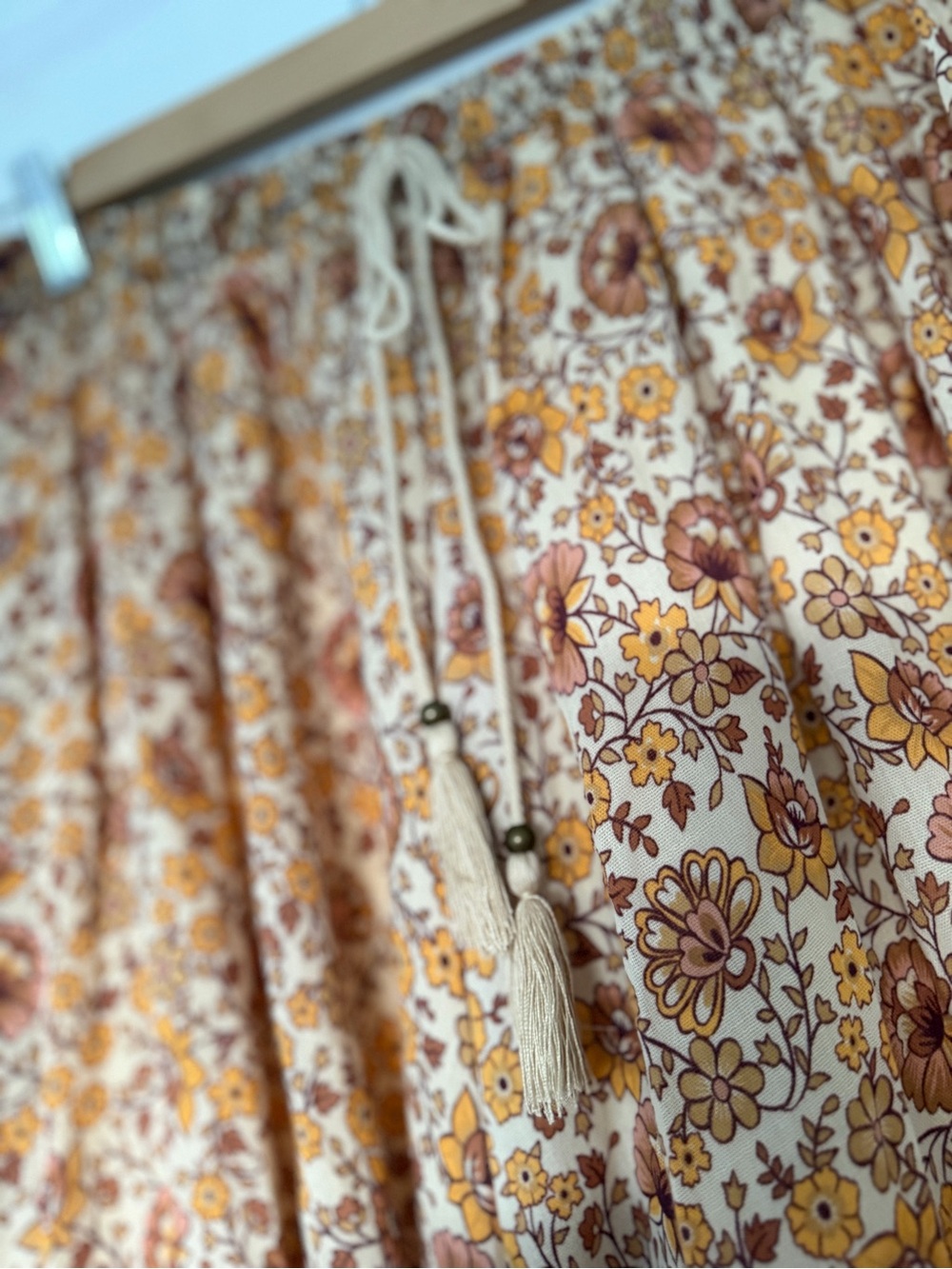 Spell & The Gypsy Floral Tassel Drawstring Skirt - Cream, Mustard & Brown - Picture 4 of 4